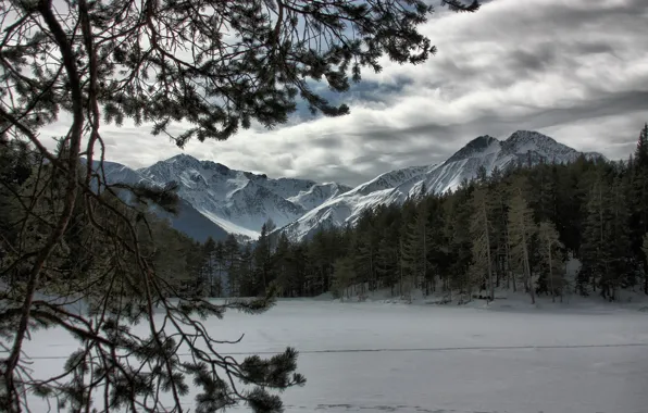 Картинка зима, снег, горы, природа, пейзажи