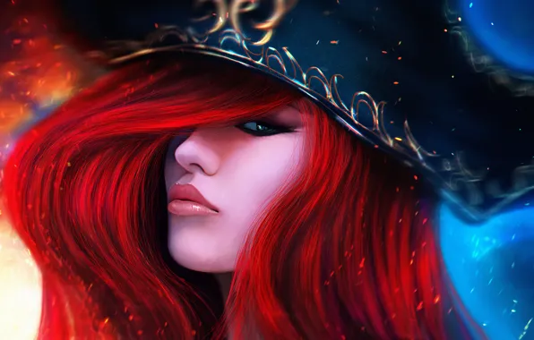 Картинка девушка, шляпа, рыжая, lol, League of Legends, Bounty Hunter, miss fortune