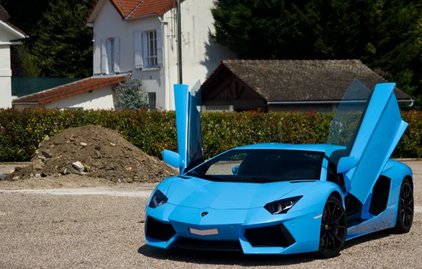 Картинка Lamborghini, supercar, paris, blue, france, LP700-4, Aventador, Exotic