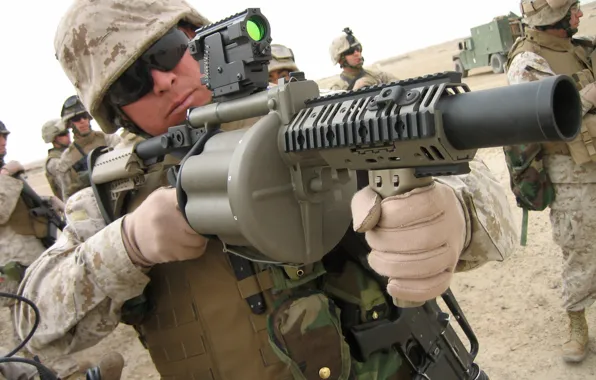 Картинка pistol, soldier, military, man, sand, M4A1, South Africa, M16, rifle, knife, vehicle, sunglasses, helmet, uniform, …