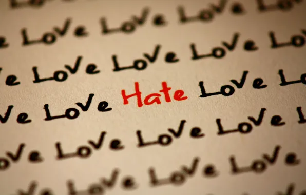 Картинка надпись, hate, love, слова
