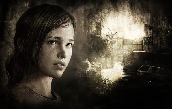 Картинка грусть, темнота, серый, мрак, игра, герои, PS3, The Last of Us, ellie