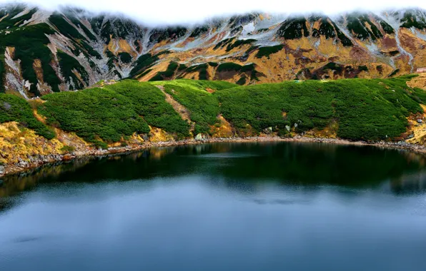 Картинка фото, Природа, Горы, Озеро, Япония, Toyama