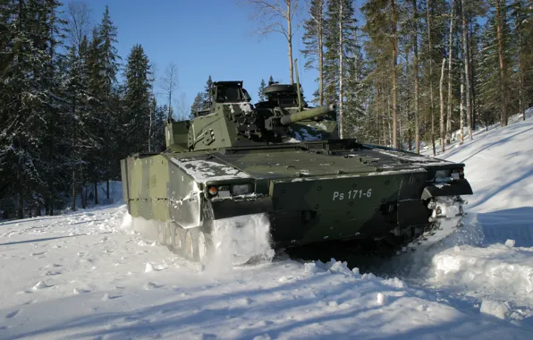 Картинка машина, лес, снег, боевая, пехоты, CV-9030