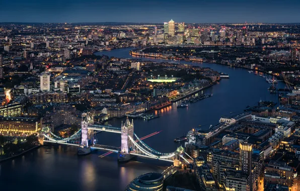Картинка night, Tower Bridge, London, England, Thames River, cityscape, urban scene
