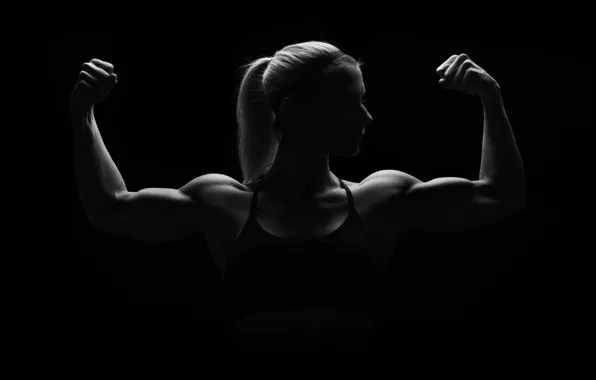 Картинка woman, muscles, pose, silhouette