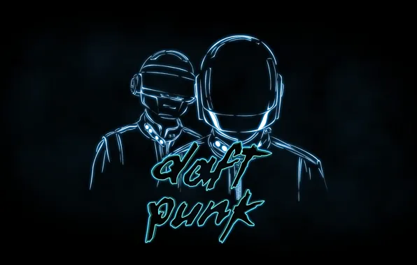 Картинка силуэты, Daft Punk, шлемы, TRON Version, helmets