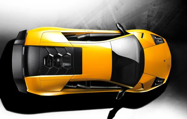 Картинка желтый, Lamborghini, сверху, 157