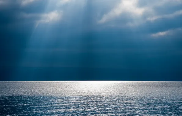 Картинка море, небо, вода, облака, пейзаж, природа, фон, океан, widescreen, обои, волна, wallpaper, sky, sea, ocean, …