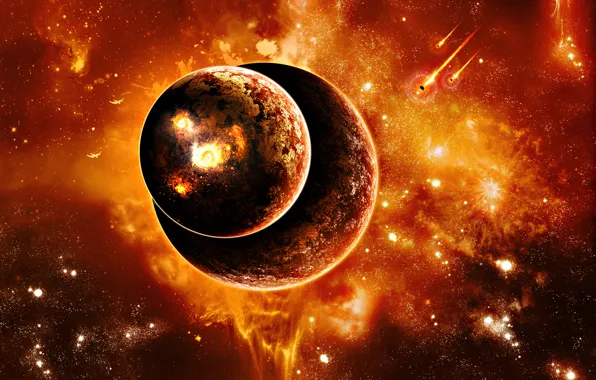 Картинка planets, sci fi, fire and heat