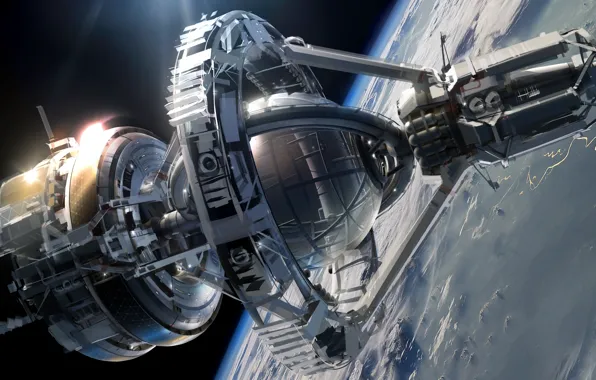 Картинка космос, фантастика, корабль, планета, звёзды, space, sky, stars, spaceship, крейсер, sci-fi, Ender's Game, Enders Game, …