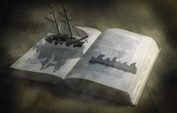 Картинка фон, корабль, книга