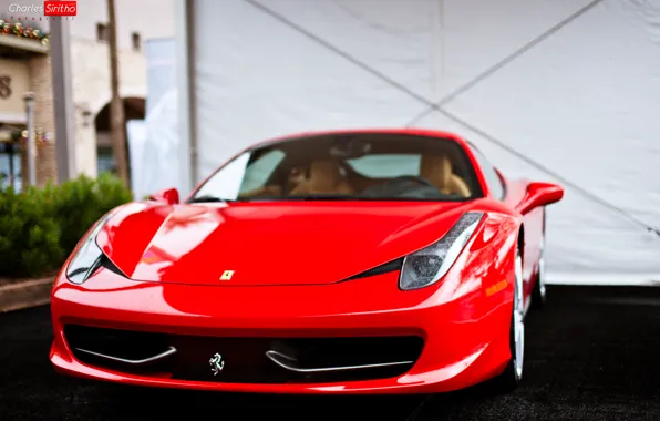 Картинка машина, авто, перед, Ferrari, красная, 458, auto, Italia, Charles Siritho