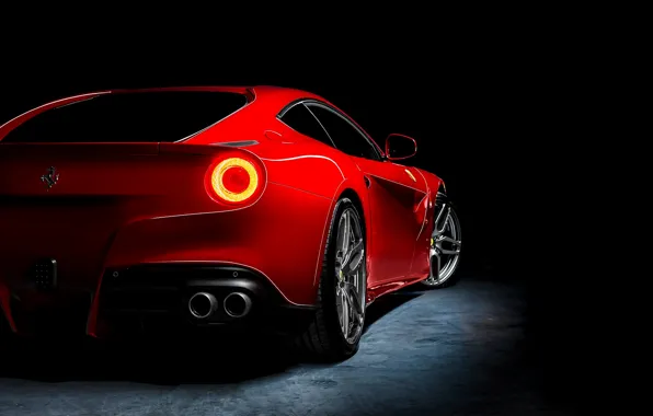 Картинка красный, Ferrari, red, феррари, rear, Berlinetta, F12, Kahn Design