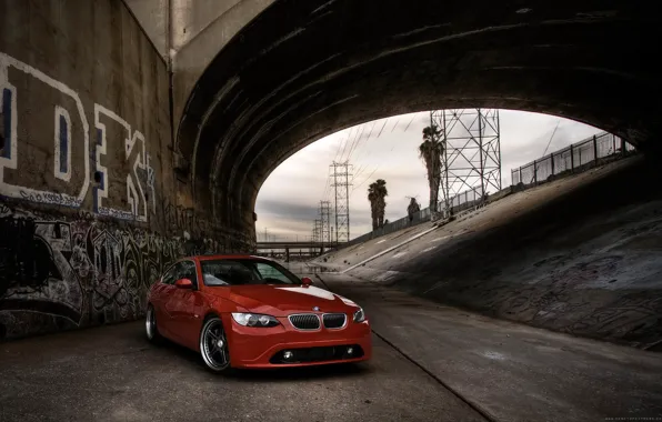 Картинка красный, мост, бмв, BMW, канал