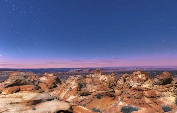 Картинка звезды, ночь, скалы, Аризона, США, национальный парк