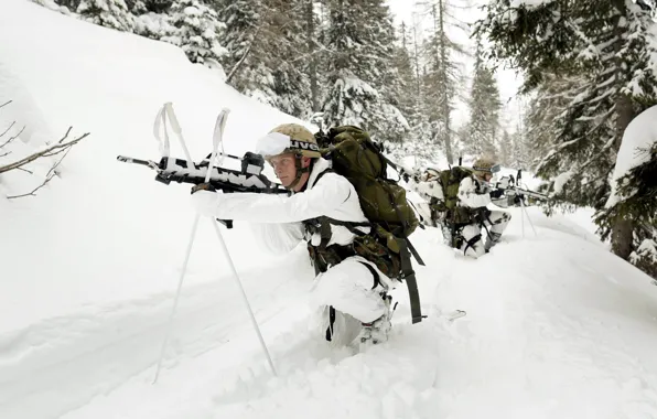 Картинка зима, снег, оружие, армия, солдат