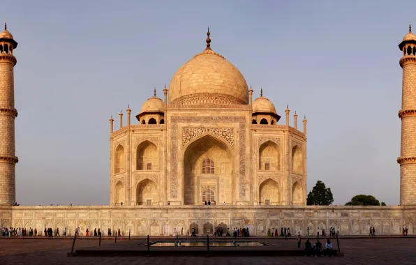 Картинка Индия, Тадж-Махал, памятник, мрамор, архитектура, Агра, Taj Mahal, Джамна, Agra, India, Великие Моголы, Мумтаз-Махал, мавзолей-мечеть, …