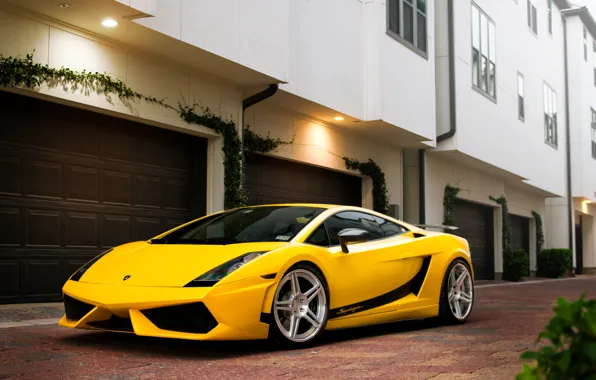 Картинка здание, Lamborghini, Superleggera, Gallardo, жёлтая, ламборджини, yellow, гаражи, ламборгини, галлардо, суперлегера