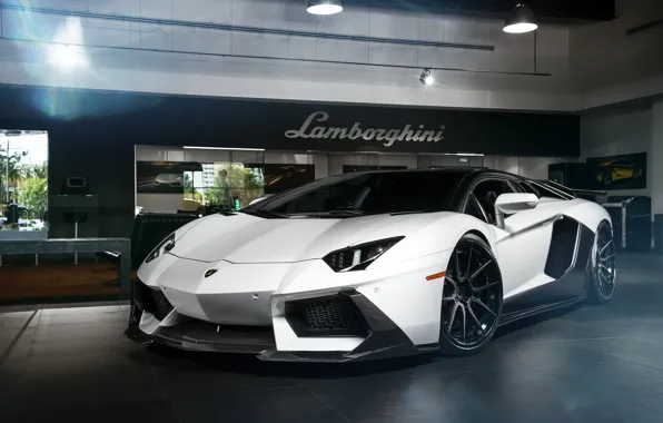 Картинка Lamborghini, Light, Power, Front, White, LP700-4, Aventador, Supercar, Custom, Wheels, ADV.1