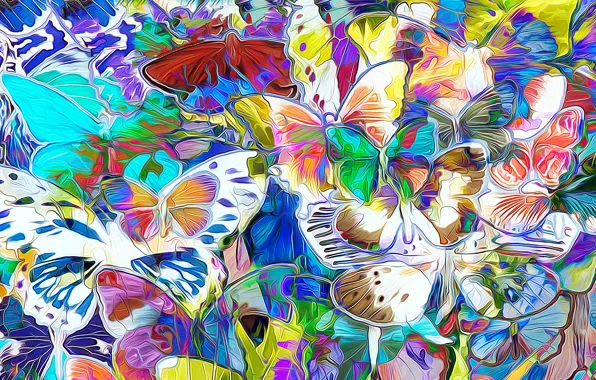 Картинка линии, природа, рендеринг, бабочка, цвет, крылья, мотылек