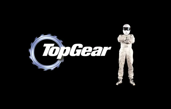 Картинка фон, надпись, Top Gear, шестерёнка, гонщик, The Stig, Стиг, самая лучшая телепередача, высшая передача, Топ …
