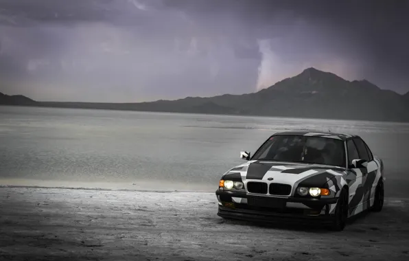 Картинка BMW, Тюнинг, БМВ, Alpina, E38, 740il, arctic camo, camo, wnter