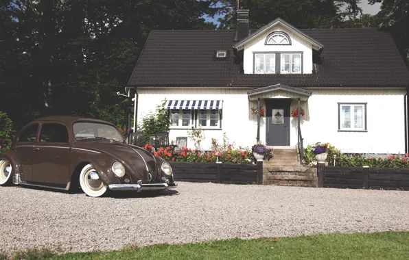 Картинка дом, volkswagen, house, фольксваген, beetle, битл