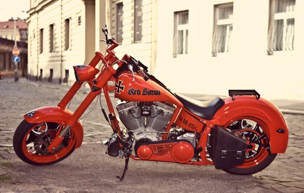 Картинка красный, мотоцикл, red baron