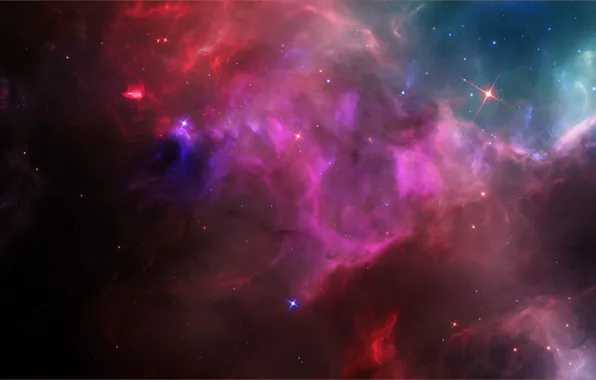 Картинка космос, туманность, свечение, звёзды, яркое, Space nebula