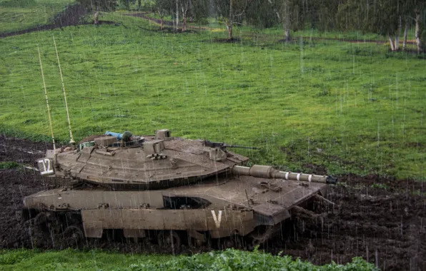 Картинка дождь, танк, боевой, Merkava, Израиля, «Меркава»