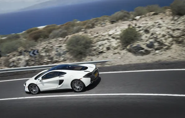 Картинка дорога, авто, белый, McLaren, скорость, суперкар, 570GT