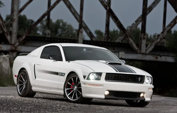 Картинка белый, мост, Mustang, Ford, мустанг, white, мускул кар, форд, GT/CS