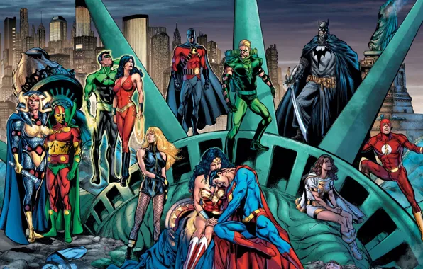 Картинка batman, comics, Superman, green lantern, wonder woman, dc universe, flash