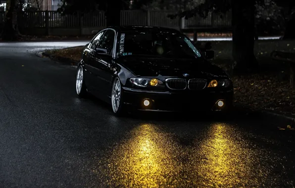 Картинка BMW, чёрная, диски, Coupe, E46
