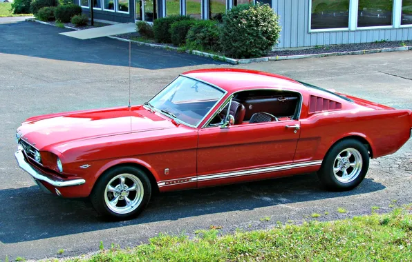 Картинка Mustang, Ford, Мустанг, red, USA, Ford Mustang, 1966, Muscle car, Форд Мустанг, масл кар, Американский …