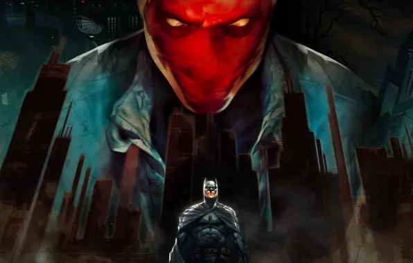 Картинка маска, плащ, Batman, супергерой, Готэм-сити, Red Skull