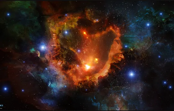 Картинка космос, звезды, туманность, арт, space, nebula, art