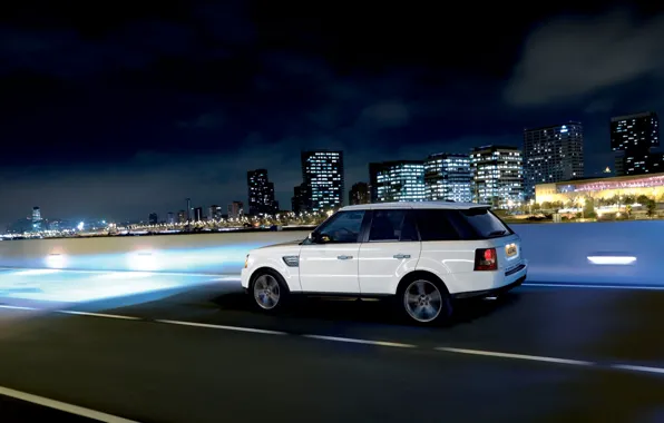 Картинка город, скорость, джип, Land Rover, Range Rover