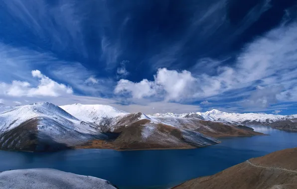 Картинка небо, озеро, гора