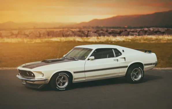 Картинка белый, Mustang, Ford, мустанг, white, форд, Mach 1