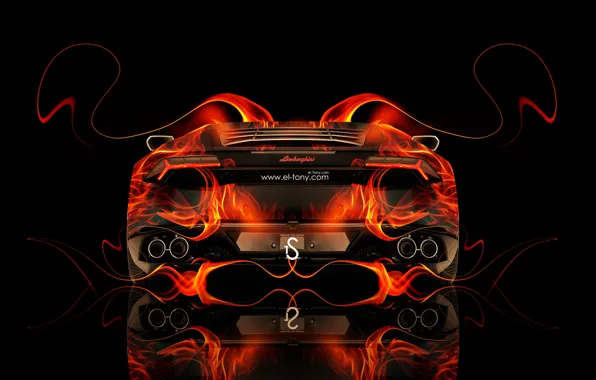 Картинка Lamborghini, Огонь, Оранжевый, Orange, Пламя, Fire, Абстракт, Flame, Abstract, Black, Ламборгини, el Tony Cars, Tony …