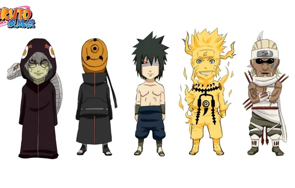 Картинка Sasuke, Naruto, Anime, Naruto Shippuden, Tobi, Killer Bee, Kabuto