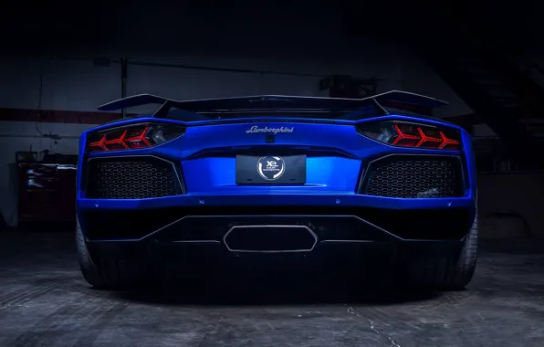 Картинка Lamborghini, Blue, Matte, LP700-4, Aventador, Supercar, Spoiler, Rear, Xclusv Autosports