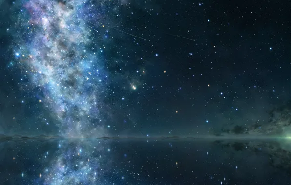 Картинка небо, космос, звезды, отражение, арт, iy tujiki