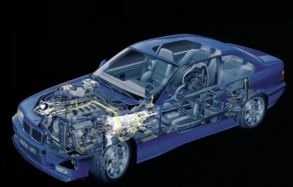 Картинка фон, двигатель, салон, BMW M3 Coupe