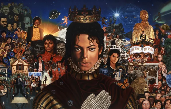 Картинка коллаж, рисунок, звезда, корона, арт, Майкл Джексон, знаменитость, перчатка, певец, Michael Jackson, танцор