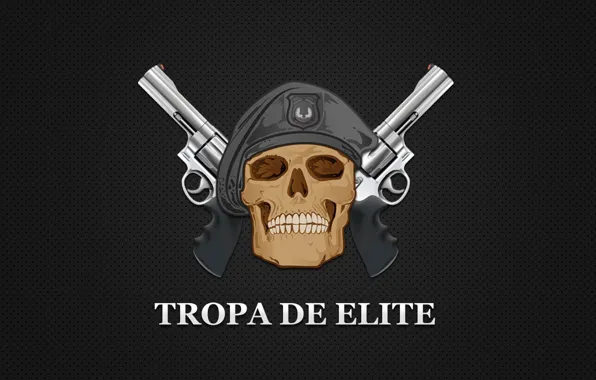 Картинка skull, gun, weapon, wings, death, revolver, teeth, Elite Equad, riot police, Brazilian film, Special Police …
