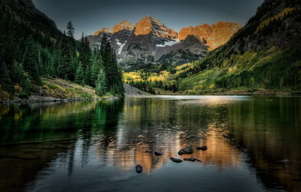 Картинка пейзаж, горы, озеро, Colorado, Maroon Bells