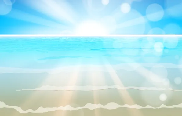 Картинка море, волны, waves, sea, солнечные лучи, sun